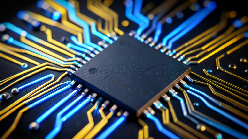 Silicon processor and circuit traces representing AI compute